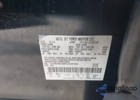 2014 Ford Explorer Xlt z USA, uszkodzony, nr VIN 1FM5K8D88EGC05784